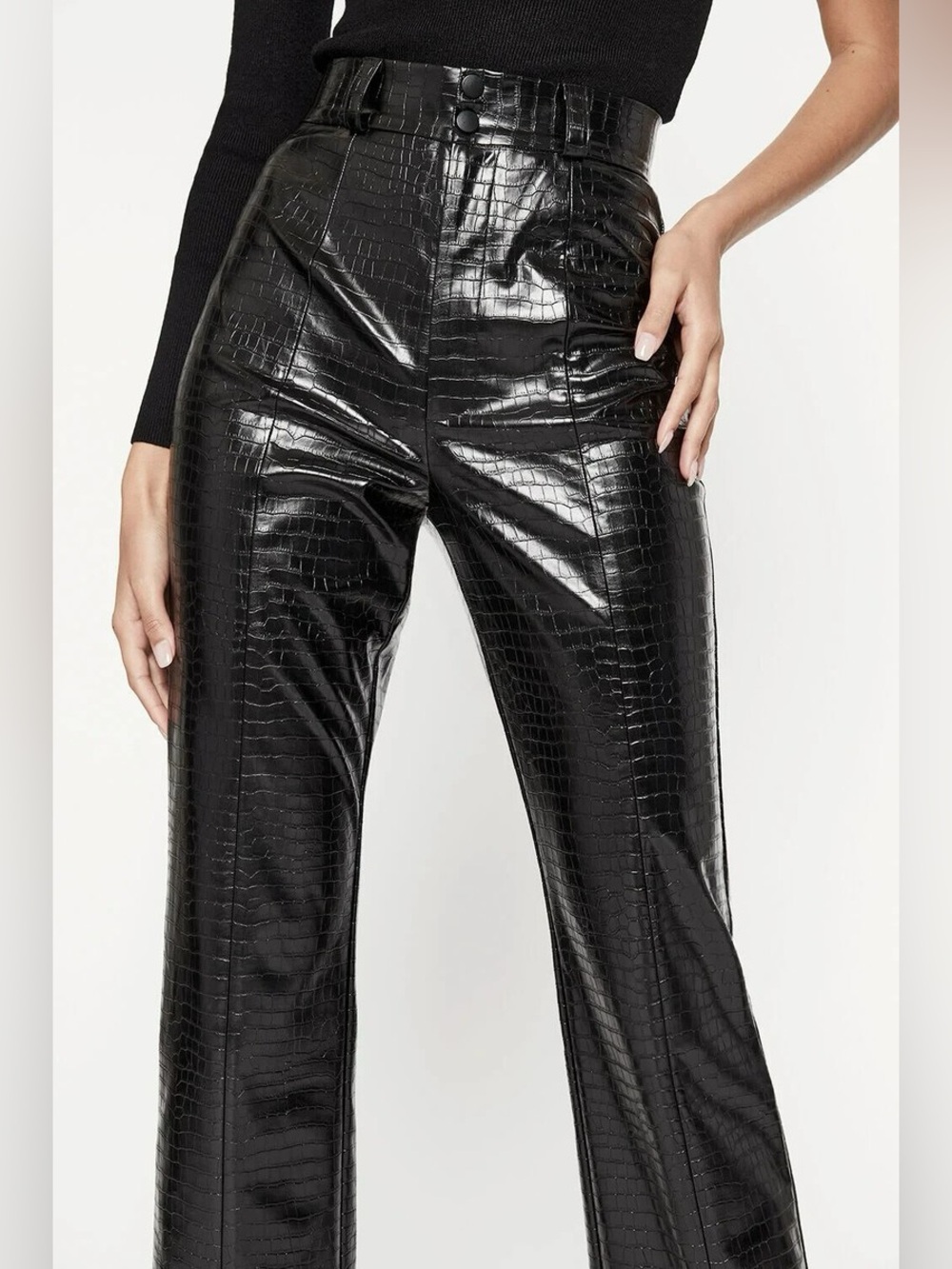 BARDOT XS sz 2 or 25 Womens Black Croc faux leather pants